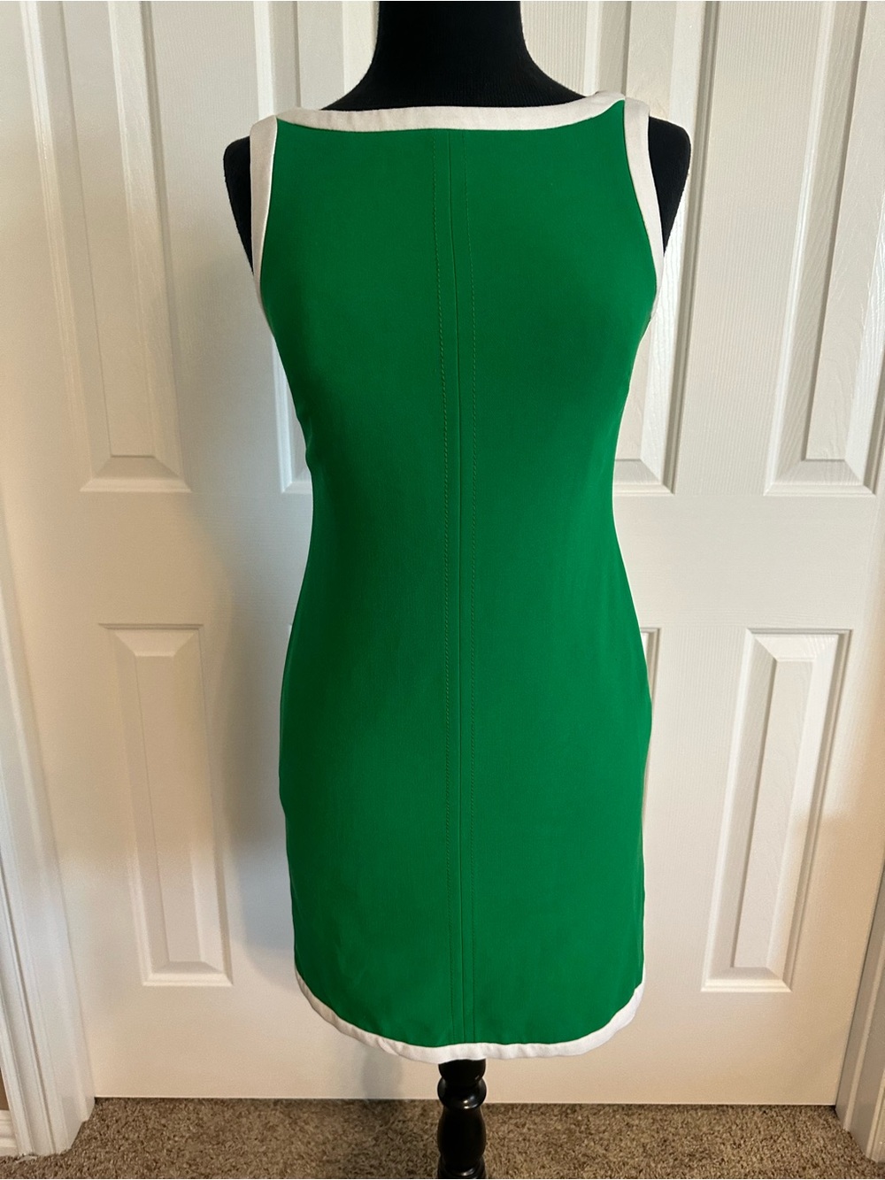 Banana Republic Green Sheath Dress with White Trim